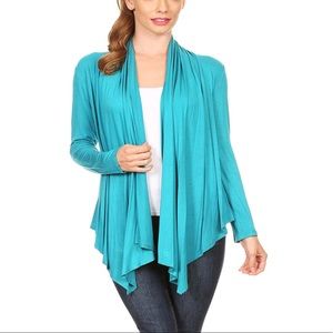 Turquoise Long Sleeve Flowy Cardigan
